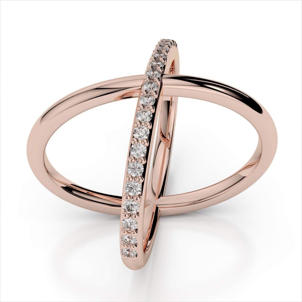 18k Rose gold plated criss cross ring